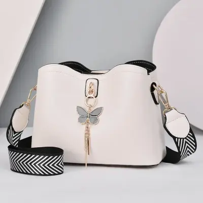 2024 Women White Handbag Butterfly Tassel