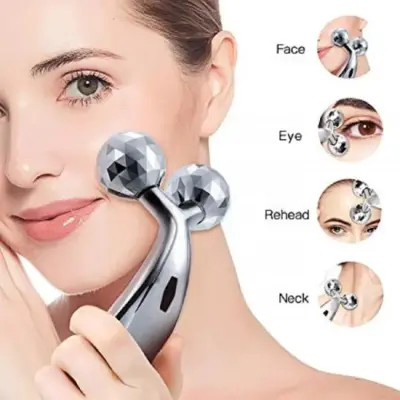3D Manual Roller Face Body Massager with 2 Wheels Facial Slimming