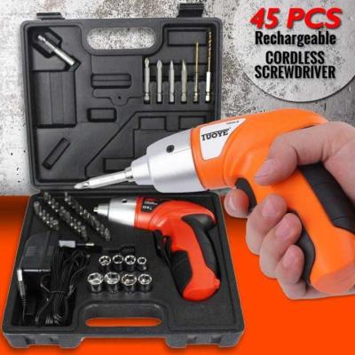 Electric Screwdriver 45 PCS Rechargeable Cordless Set 4.8V Power Drill Bit Kit
