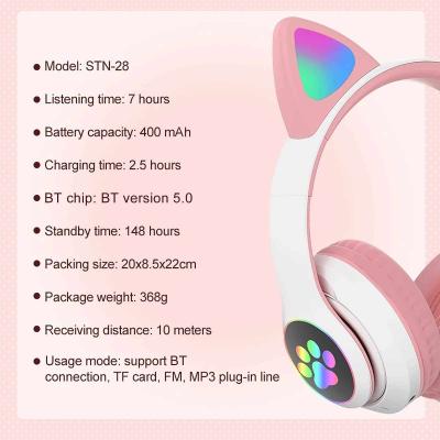 Cat Ear Bluetooth Wireless Headphones with Microphone