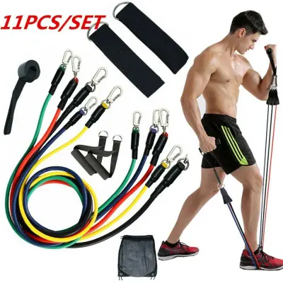 11pcs Pull Rope Fitness Exercises Resistance Bands with handle set